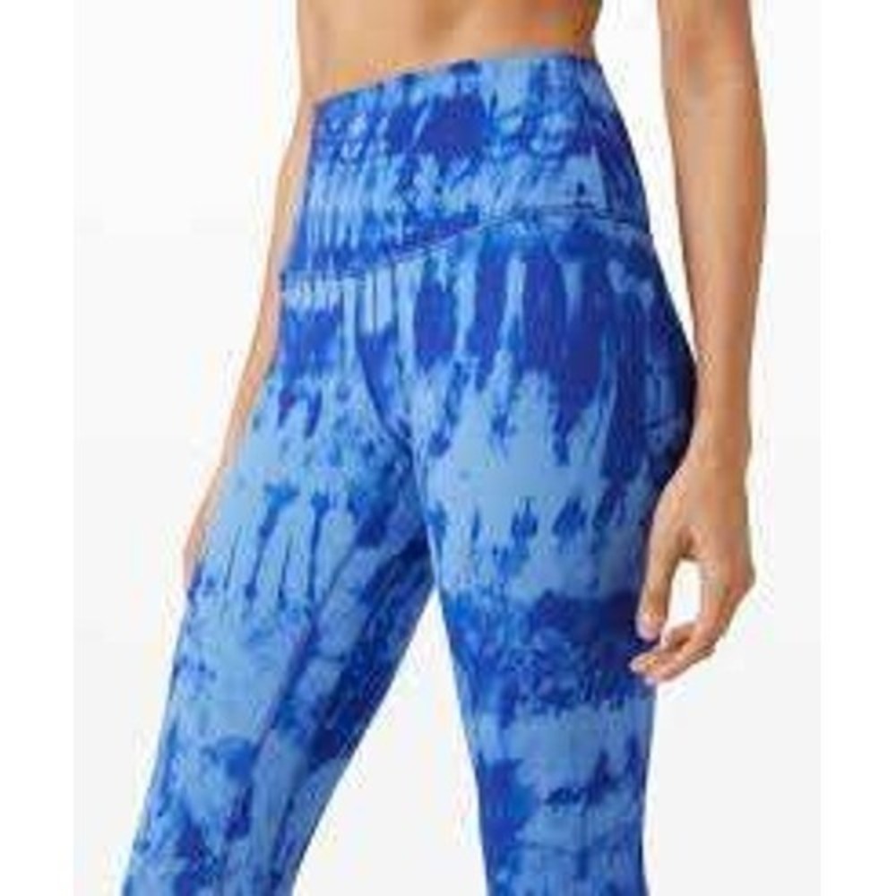 Lululemon Align Cropped Blue Tye Dye Leggings SZ 28 Athleisure Yoga Athletic